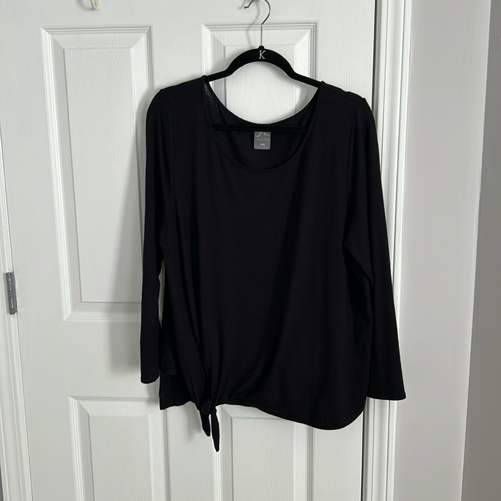 Black L /S top with tie detail.  Size XXL